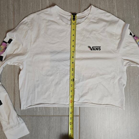 VANS BLOOM CHECKZ BOYFRIEND LONG SLEEVE CROPPED TEE XL - Picture 7 of 9